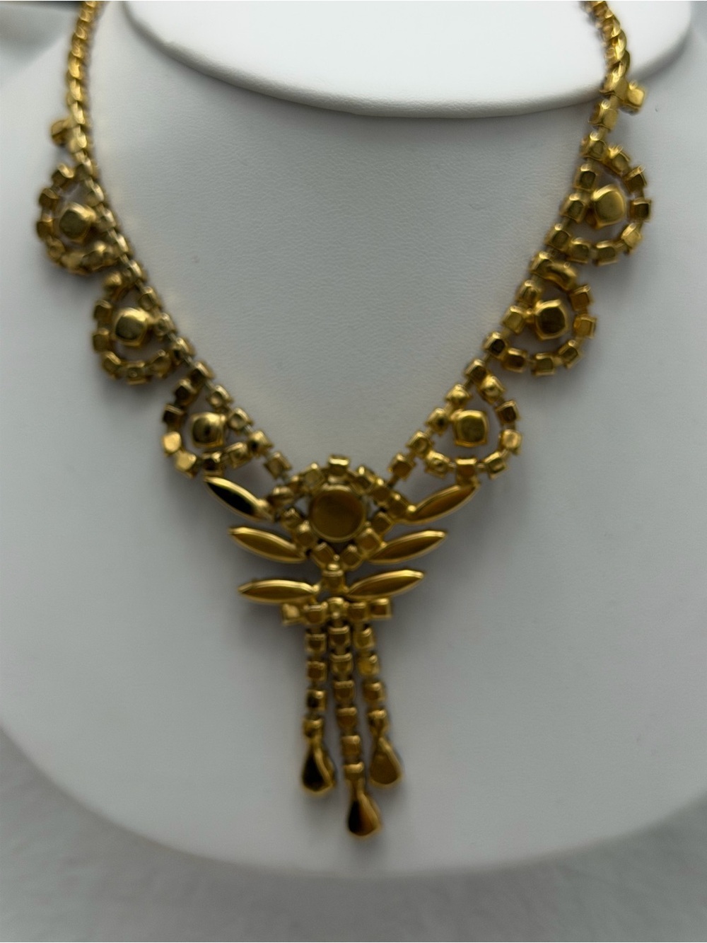 Vintage Purple Rhinestone Statement Necklace & Earring Set - Picture 5 of 6